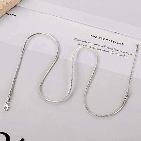 2pc Silver Thin Snake Necklace Set - Picture 4 of 4